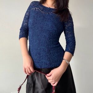 Vintage Blue Lace Women's Top